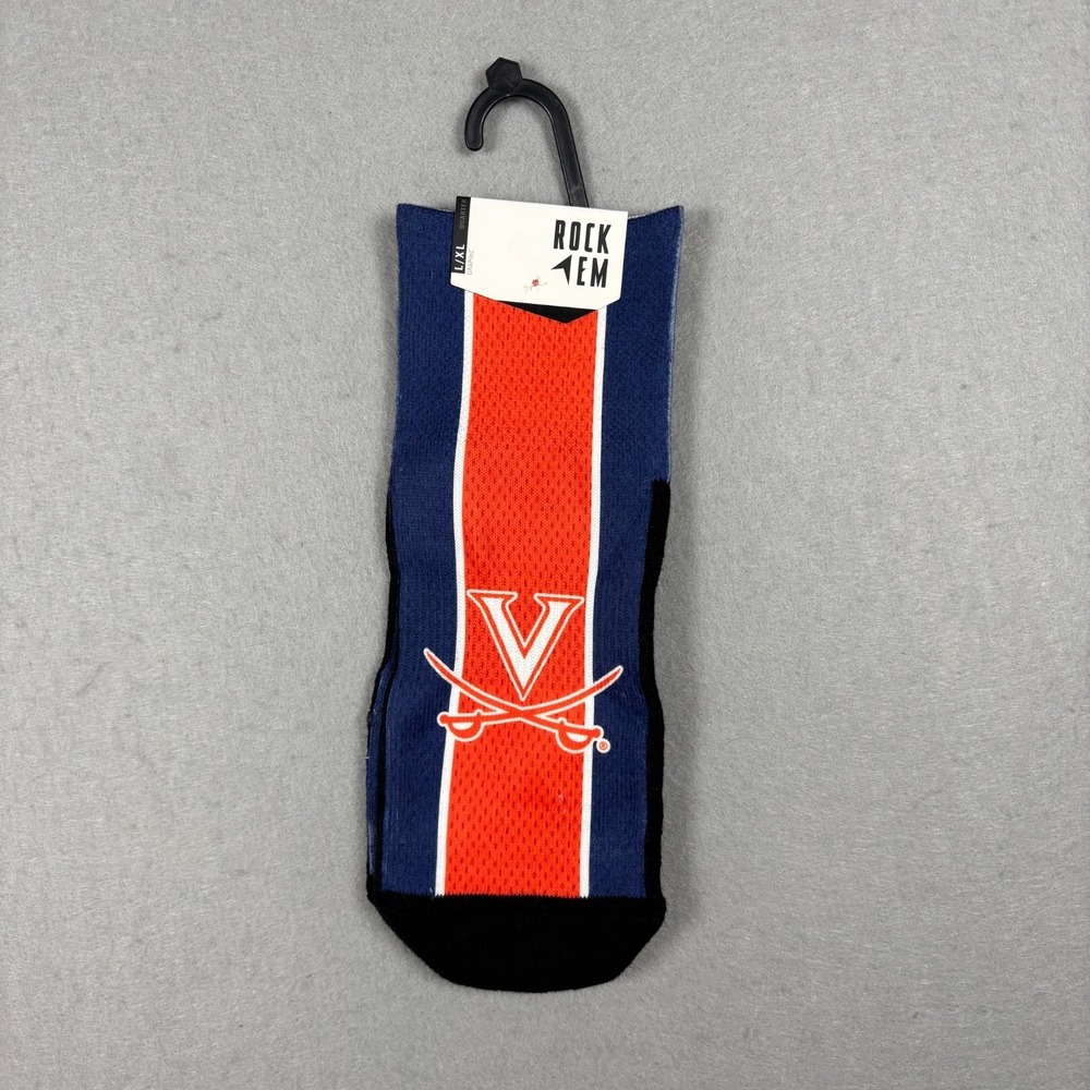 New Rock Em Univeristy of Virginia Cavaliers Socks UVA Adult Size L/XL NCAA